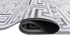 Greek Key Leather Hide Rug Grey