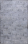 Greek Key Leather Hide Rug Grey