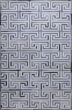 Greek Key Leather Hide Rug Grey