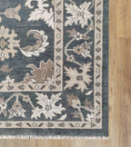Harlequin Traditional Hand Knotted Wool Rug Grey