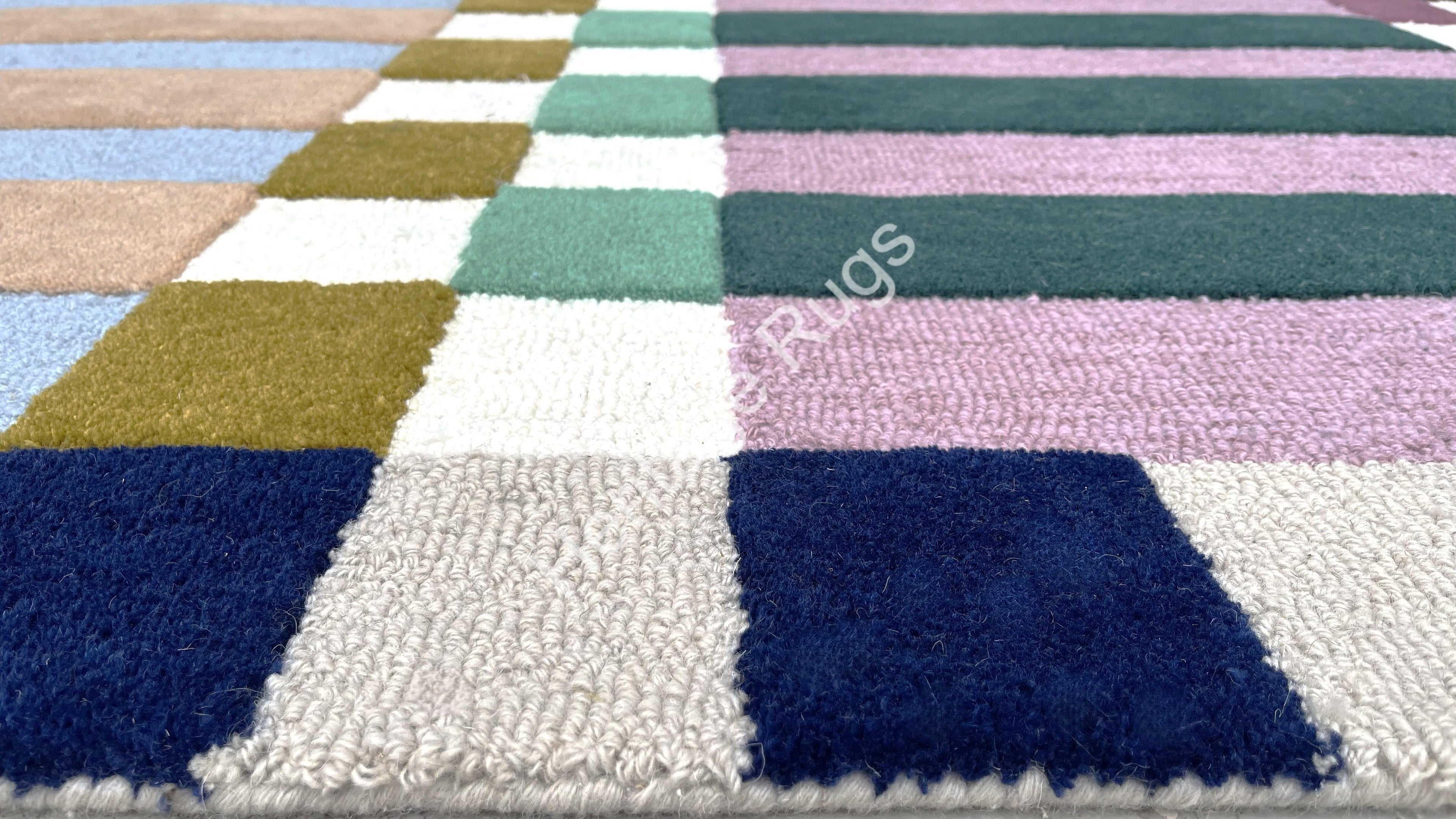 Haxton Plaid Hand Tufted Wool Rug Multicolor