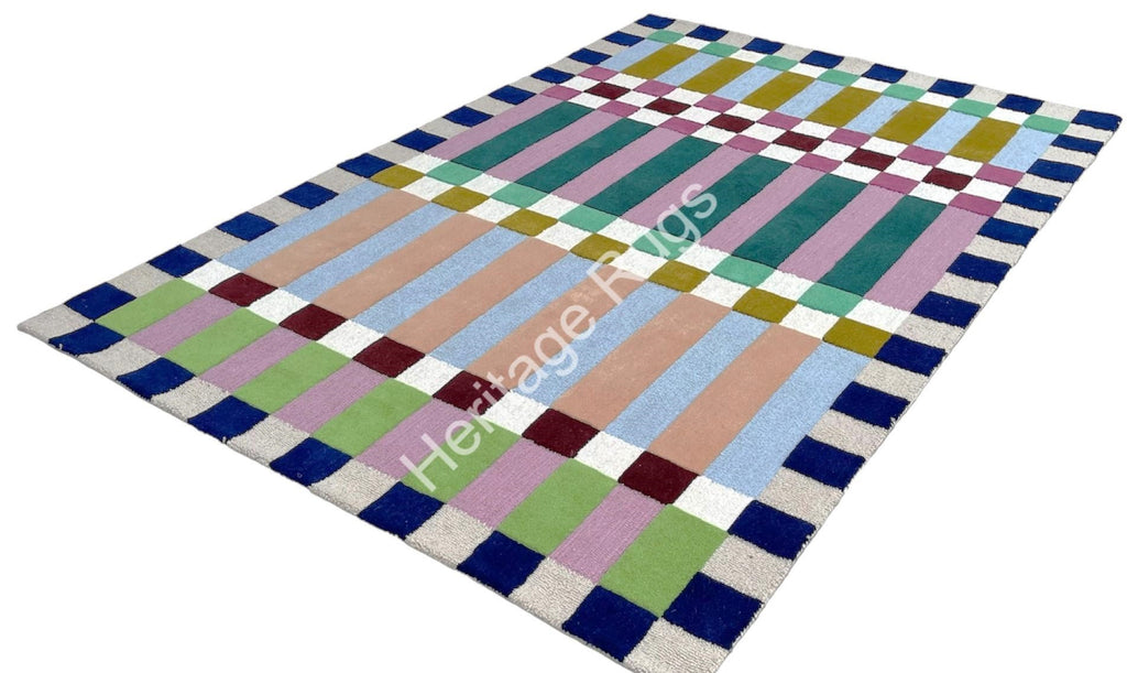 Haxton Plaid Hand Tufted Wool Rug Multicolor
