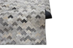 Herringbone Leather Hide Rug Ivory Grey Multicolor