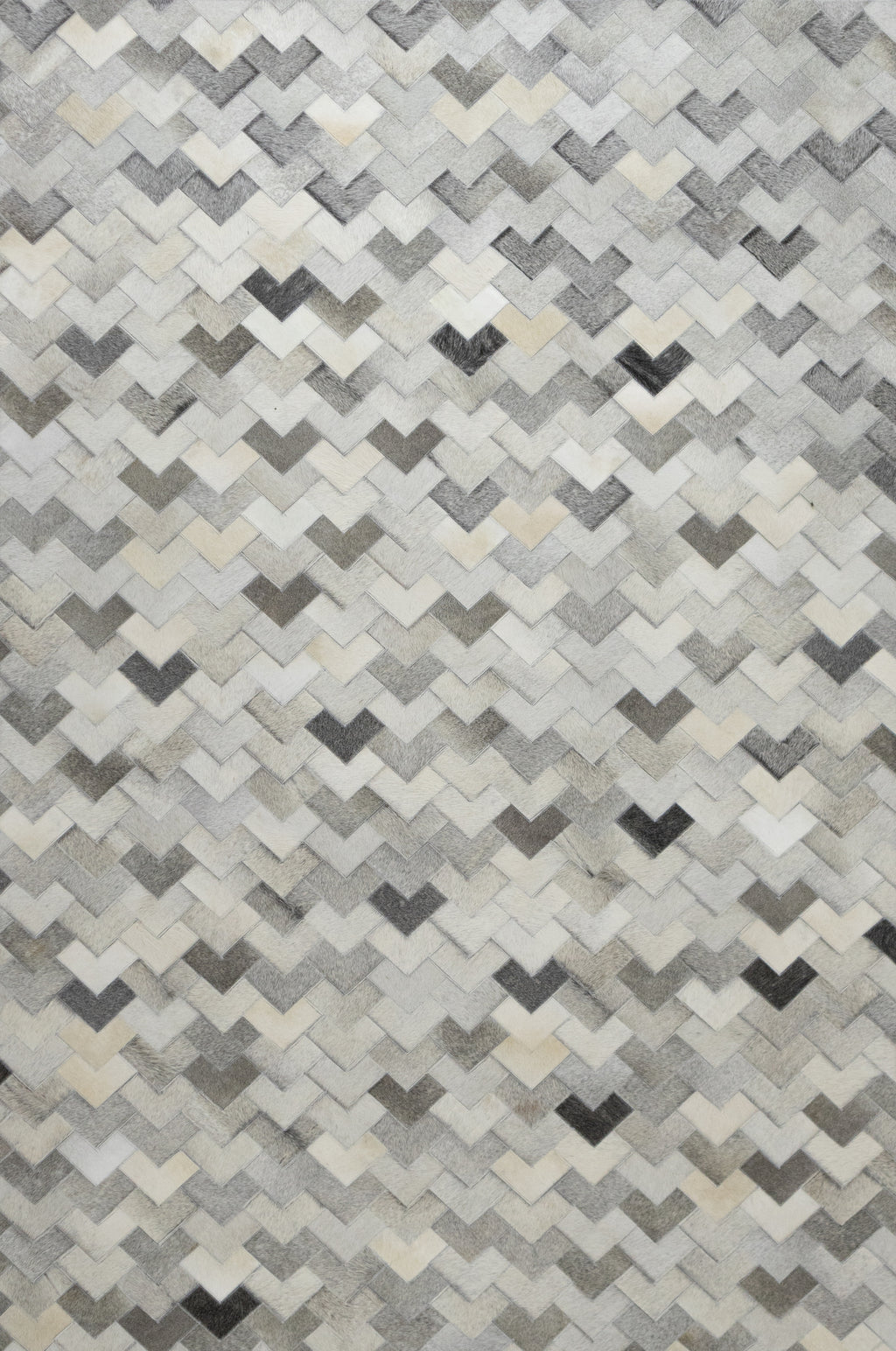 Herringbone Leather Hide Rug Ivory Grey Multicolor