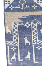 Southwestern Pictorial Hand-Knotted Wool Rug | Indigo Blue, Slate & Beige