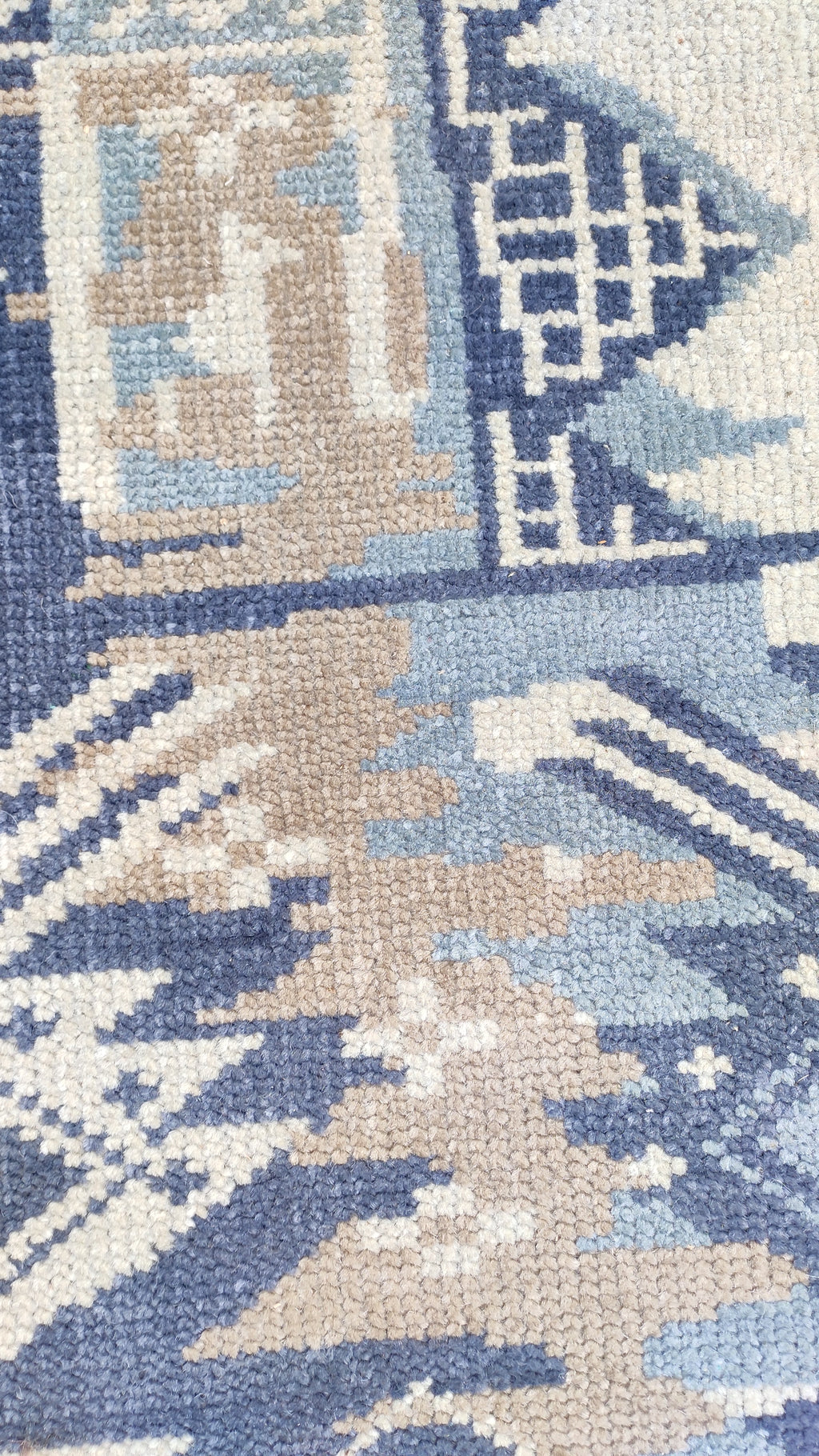 Southwestern Pictorial Hand-Knotted Wool Rug | Indigo Blue, Slate & Beige