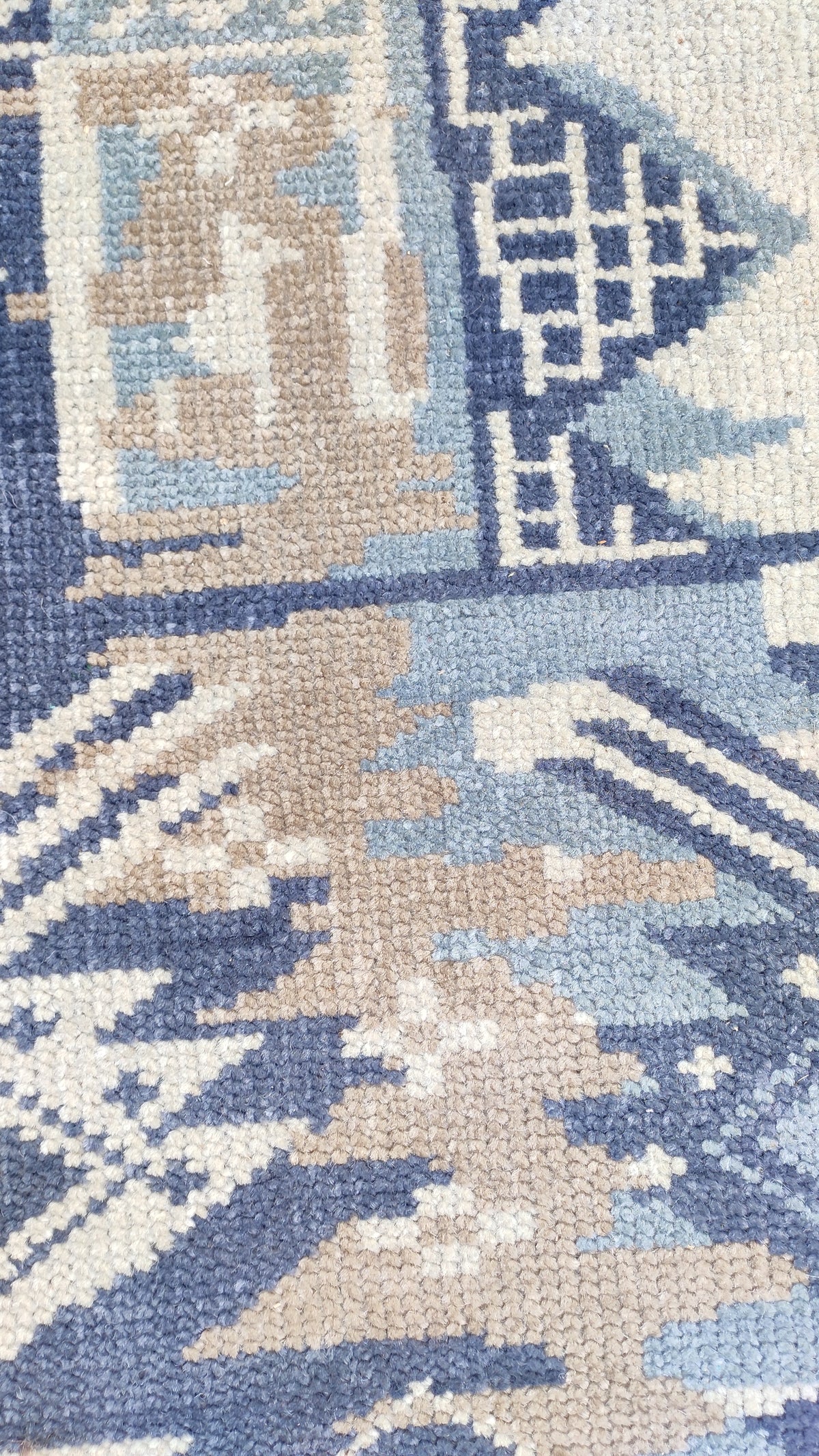 Southwestern Pictorial Hand-Knotted Wool Rug | Indigo Blue, Slate & Beige