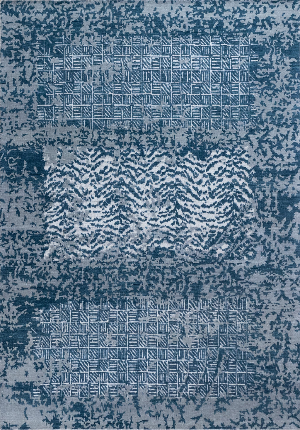 Tidal Cipher – Teal Blue & Misty Blue Hand-Knotted Wool Rug