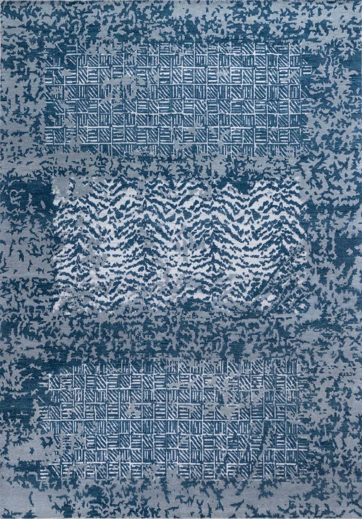 Tidal Cipher – Teal Blue & Misty Blue Hand-Knotted Wool Rug