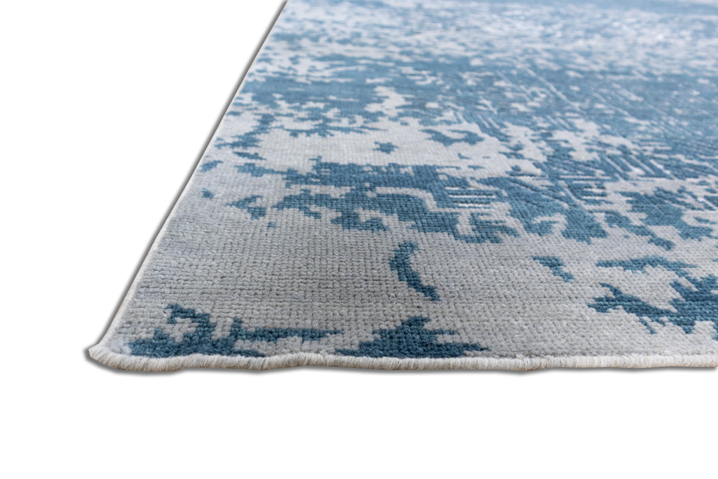 Tidal Cipher – Teal Blue & Misty Blue Hand-Knotted Wool Rug