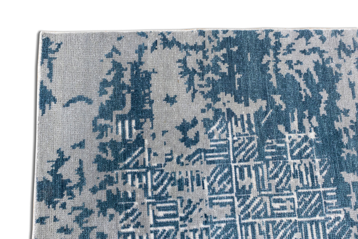 Tidal Cipher – Teal Blue & Misty Blue Hand-Knotted Wool Rug