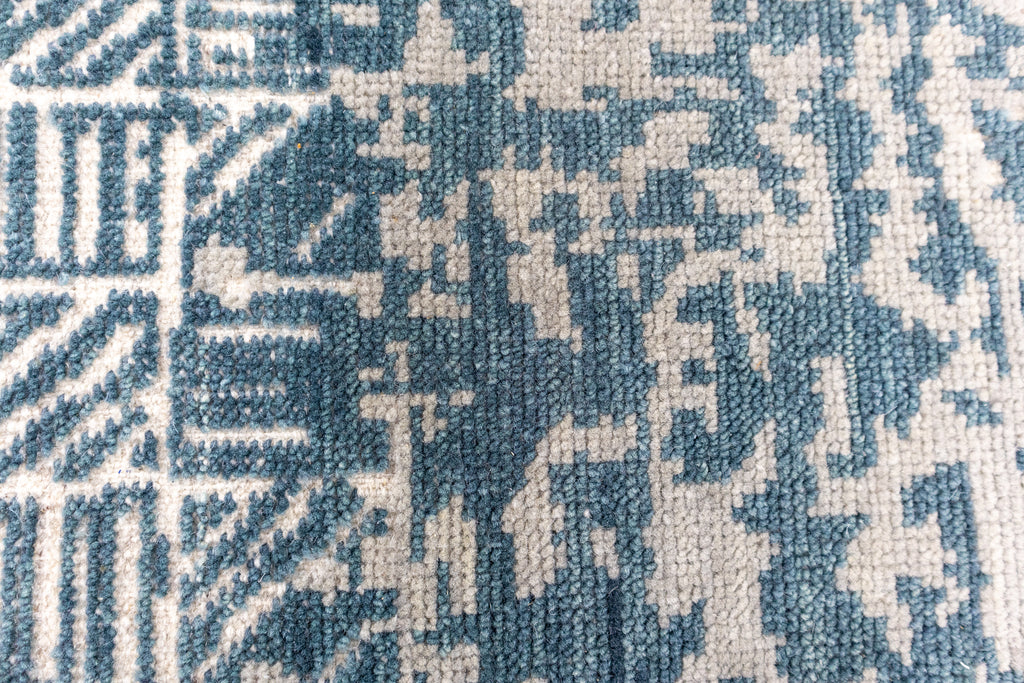 Tidal Cipher – Teal Blue & Misty Blue Hand-Knotted Wool Rug