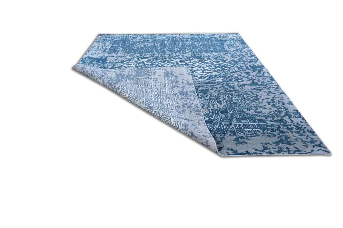 Tidal Cipher – Teal Blue & Misty Blue Hand-Knotted Wool Rug