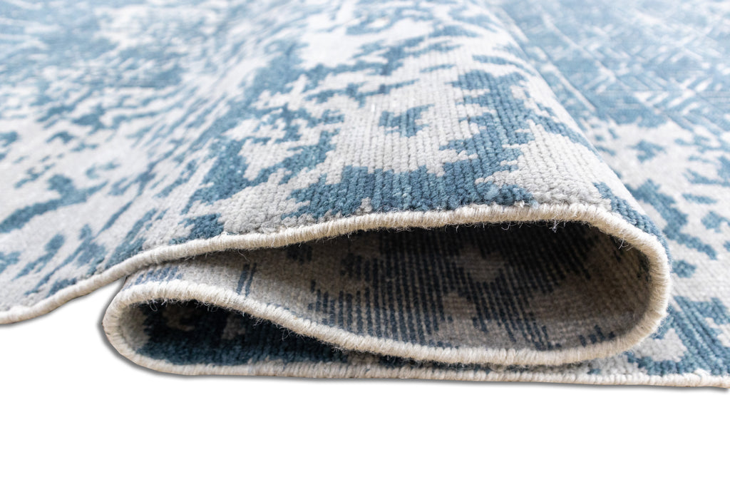 Tidal Cipher – Teal Blue & Misty Blue Hand-Knotted Wool Rug