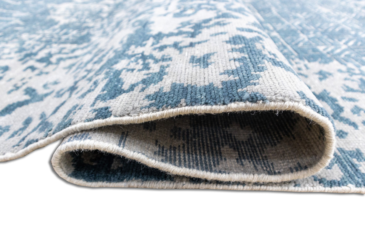Tidal Cipher – Teal Blue & Misty Blue Hand-Knotted Wool Rug