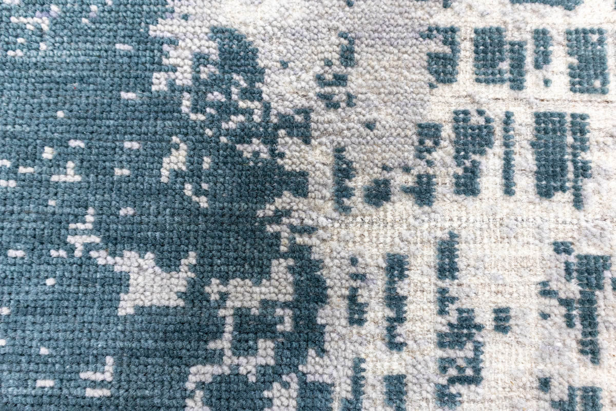 Caspian Blue & Ivory Hand-Knotted Wool Rug | Modern Abstract Area Rug