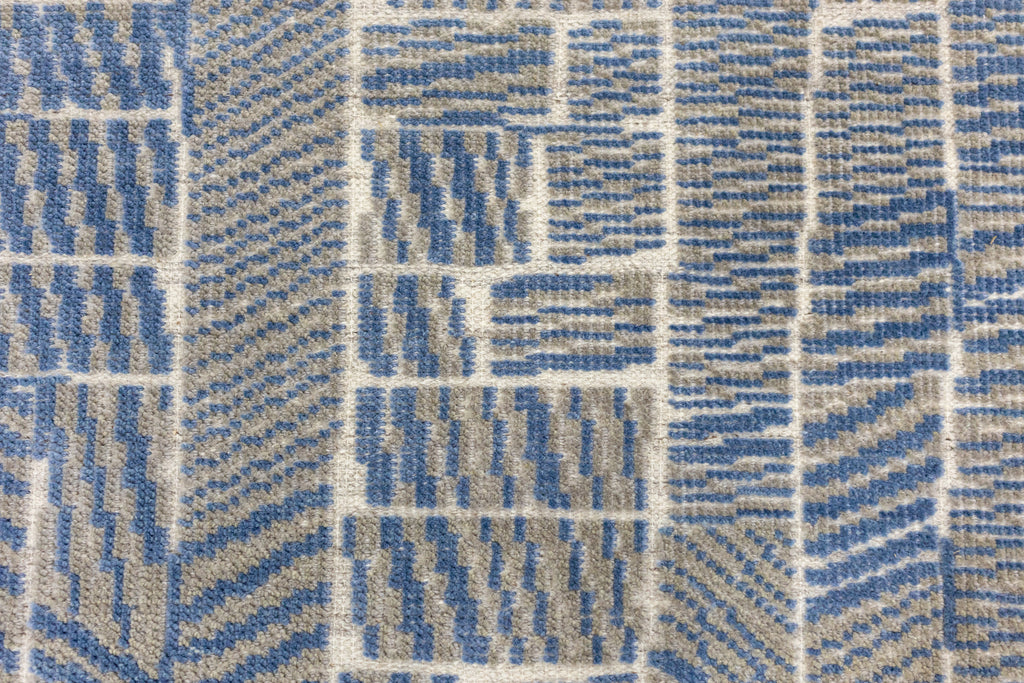 Striata Blue & Ivory Hand-Knotted Wool Rug | Modern Linear Geometric Area Rug