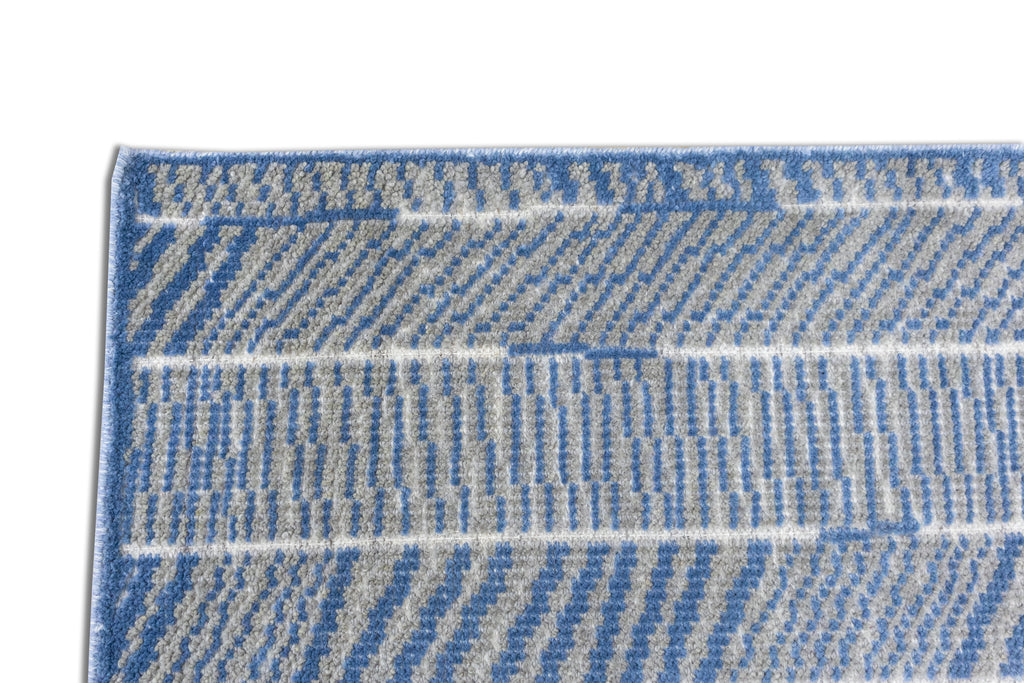Striata Blue & Ivory Hand-Knotted Wool Rug | Modern Linear Geometric Area Rug