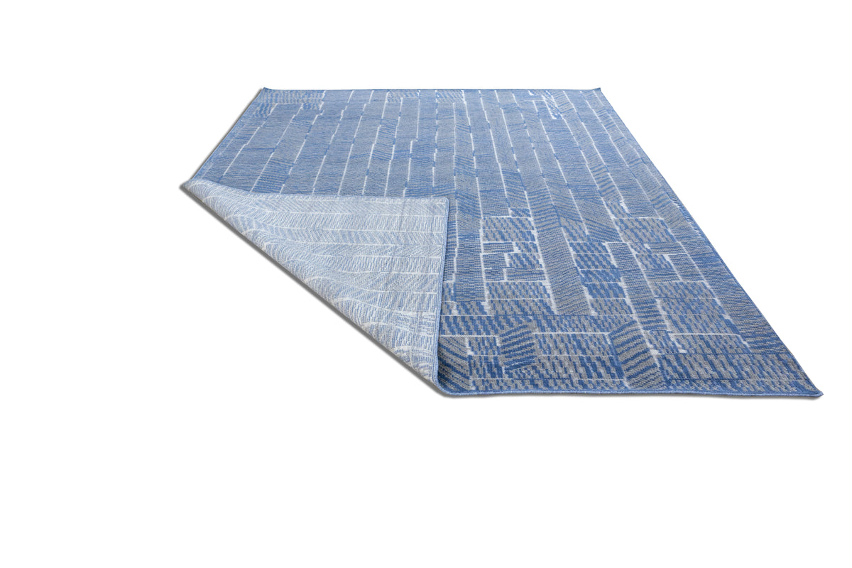 Striata Blue & Ivory Hand-Knotted Wool Rug | Modern Linear Geometric Area Rug
