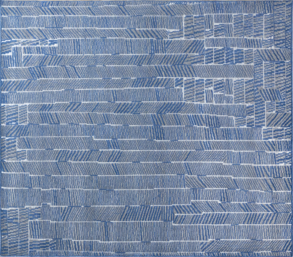 Striata Blue & Ivory Hand-Knotted Wool Rug | Modern Linear Geometric Area Rug