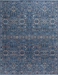 Midnight Mosaic – Navy Blue & Antique Ivory Hand-Knotted Wool Rug