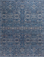 Midnight Mosaic – Navy Blue & Antique Ivory Hand-Knotted Wool Rug