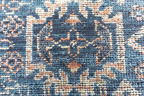Midnight Mosaic – Navy Blue & Antique Ivory Hand-Knotted Wool Rug