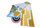 Mosaic Bloom Irregular Abstract Rug | Sage Green, Mustard & Blush Pink Artistic Area Rug