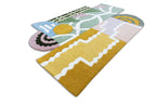 Mosaic Bloom Irregular Abstract Rug | Sage Green, Mustard & Blush Pink Artistic Area Rug