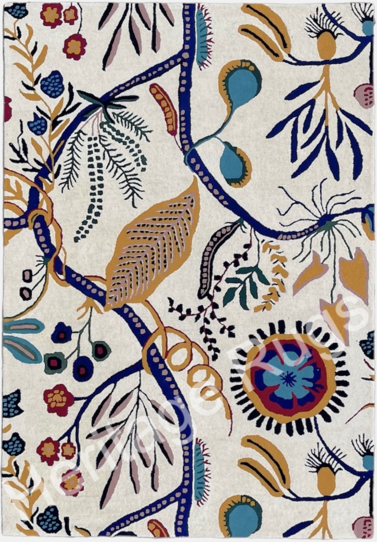 Jackfruit Floral Hand Tufted Wool Rug Multicolor