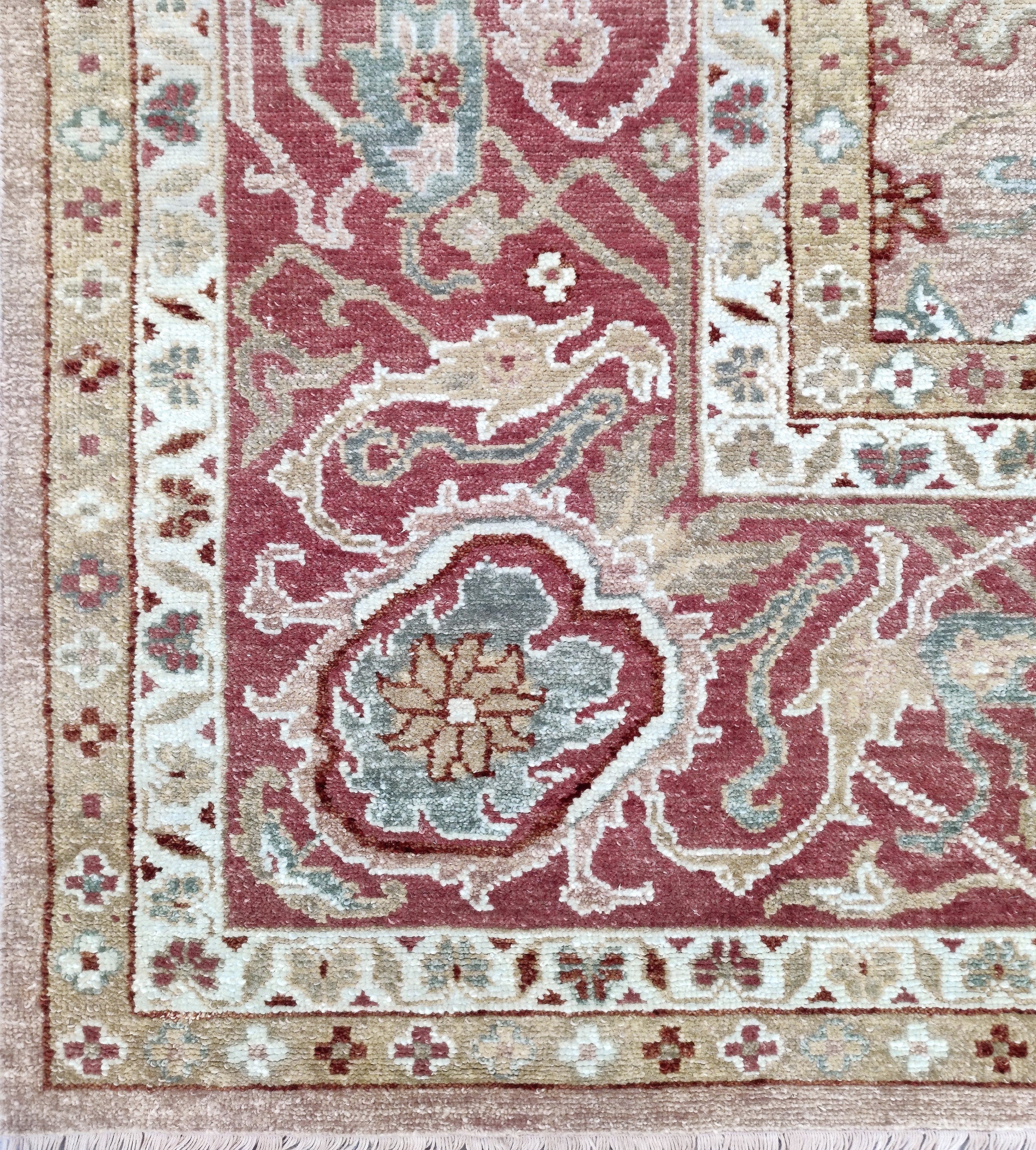 Jaipur Turkish Knot Hand Knotted Wool Rug Pink