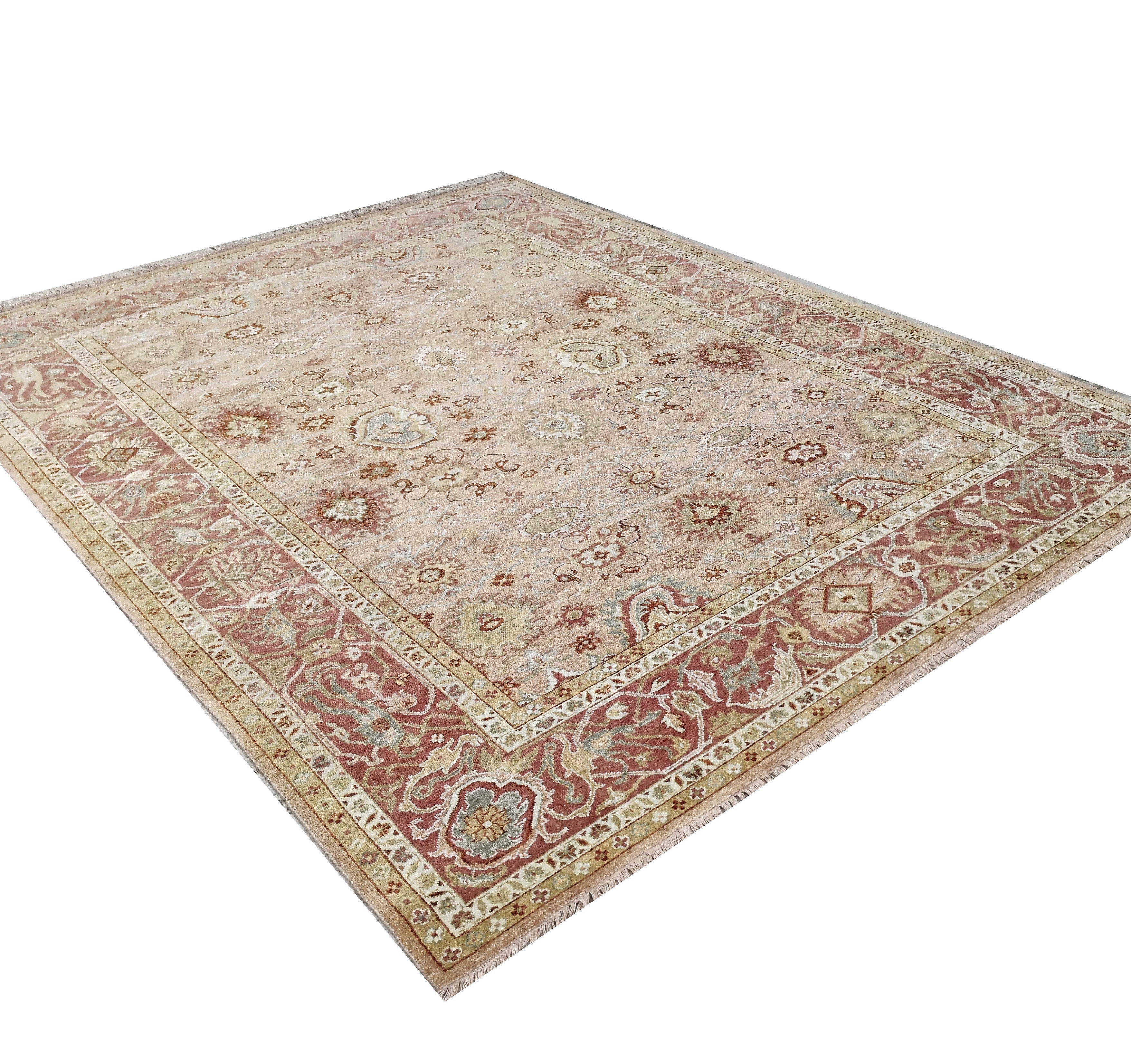 Jaipur Turkish Knot Hand Knotted Wool Rug Pink