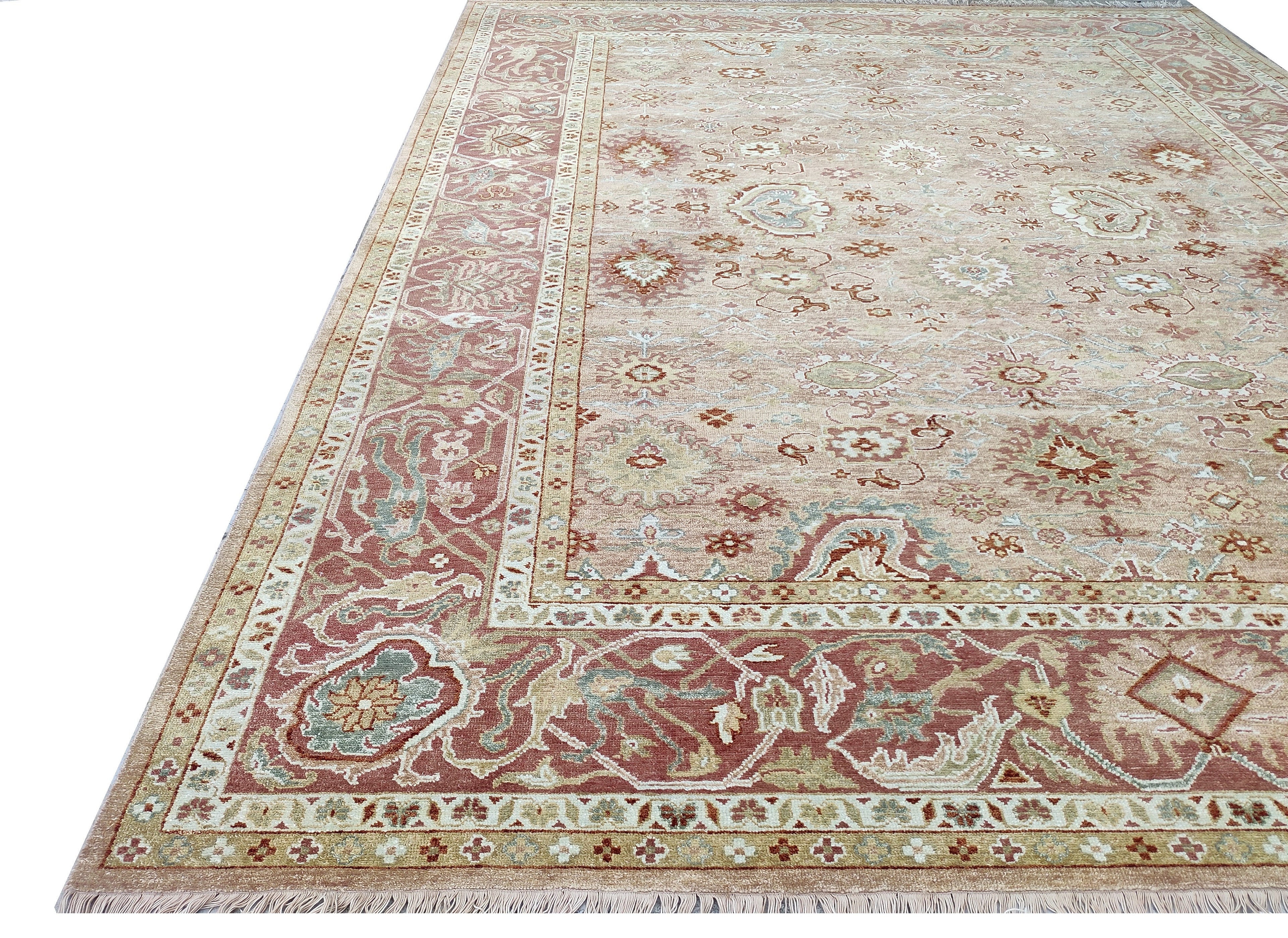 Jaipur Turkish Knot Hand Knotted Wool Rug Pink