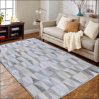 Lattice Leather Hide Rug Grey