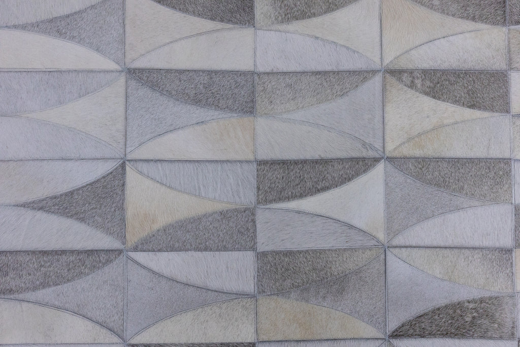 Lattice Leather Hide Rug Grey