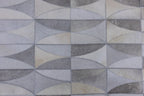 Lattice Leather Hide Rug Grey