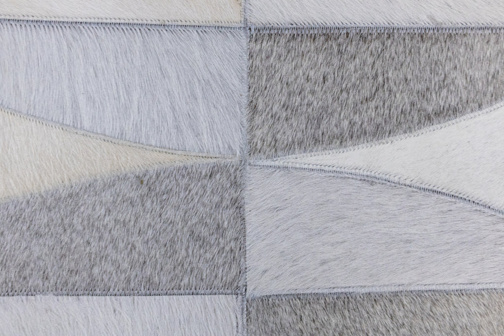 Lattice Leather Hide Rug Grey