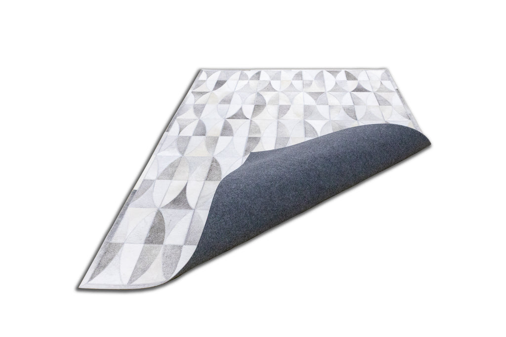 Lattice Leather Hide Rug Grey