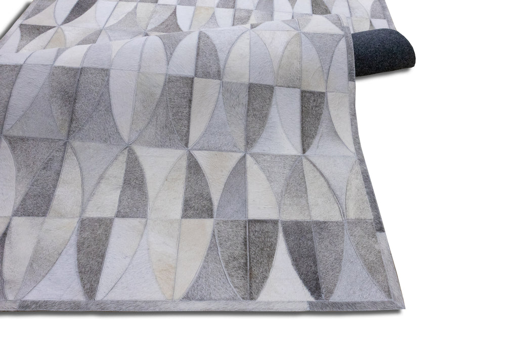 Lattice Leather Hide Rug Grey
