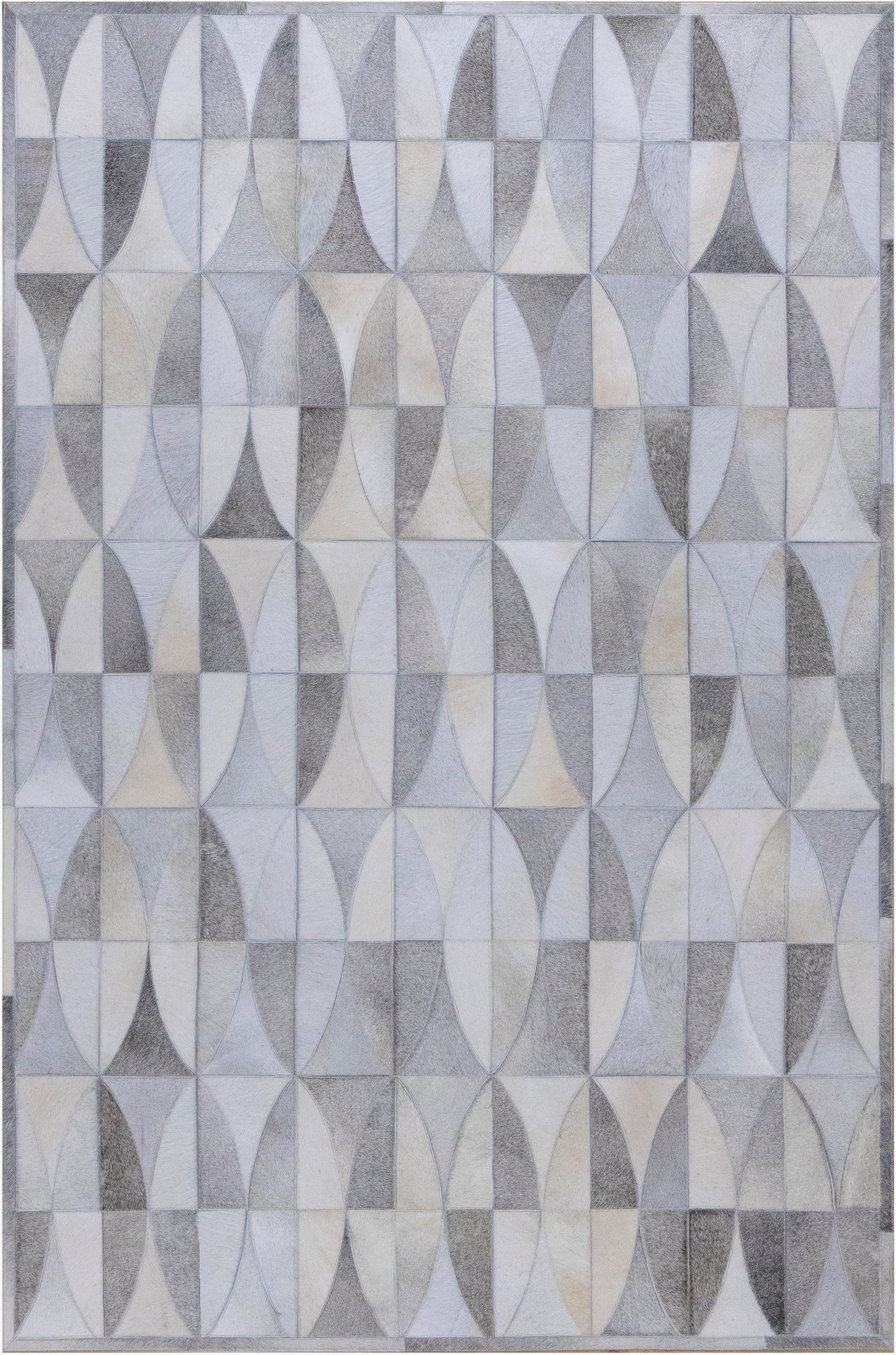 Lattice Leather Hide Rug Grey
