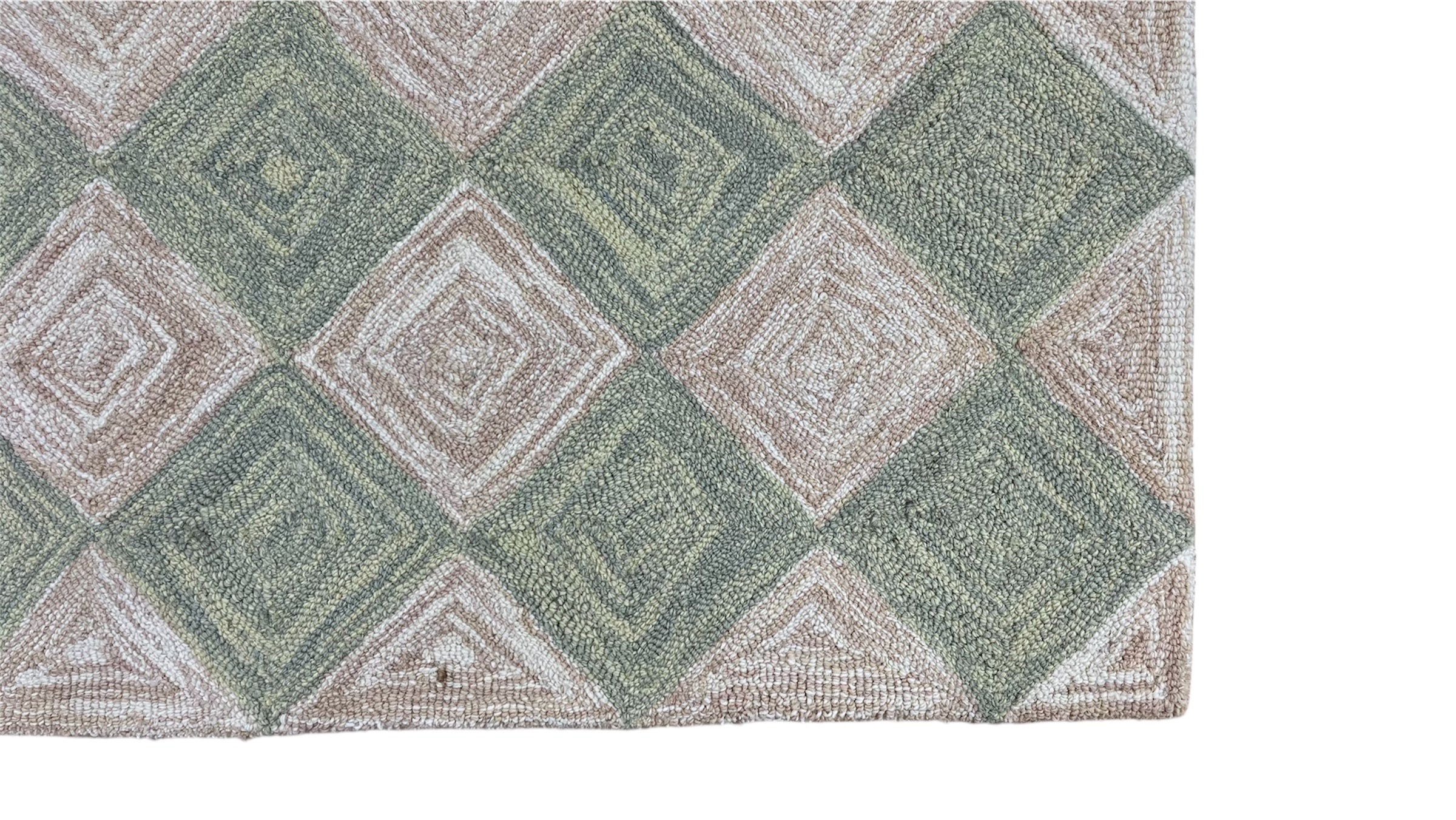 Leo Checkered Hand Tufted Wool Rug Light Green