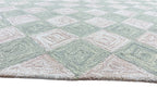 Leo Checkered Hand Tufted Wool Rug Light Green