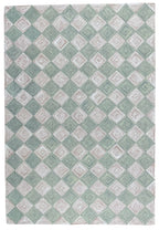 Leo Checkered Hand Tufted Wool Rug Light Green
