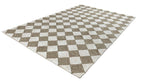 Leo Checkered Hand Tufted Wool Rug Mocha Brown