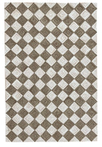 Leo Checkered Hand Tufted Wool Rug Mocha Brown