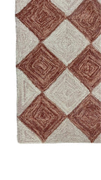 Leo Checkered Hand Tufted Wool Rug Terracotta