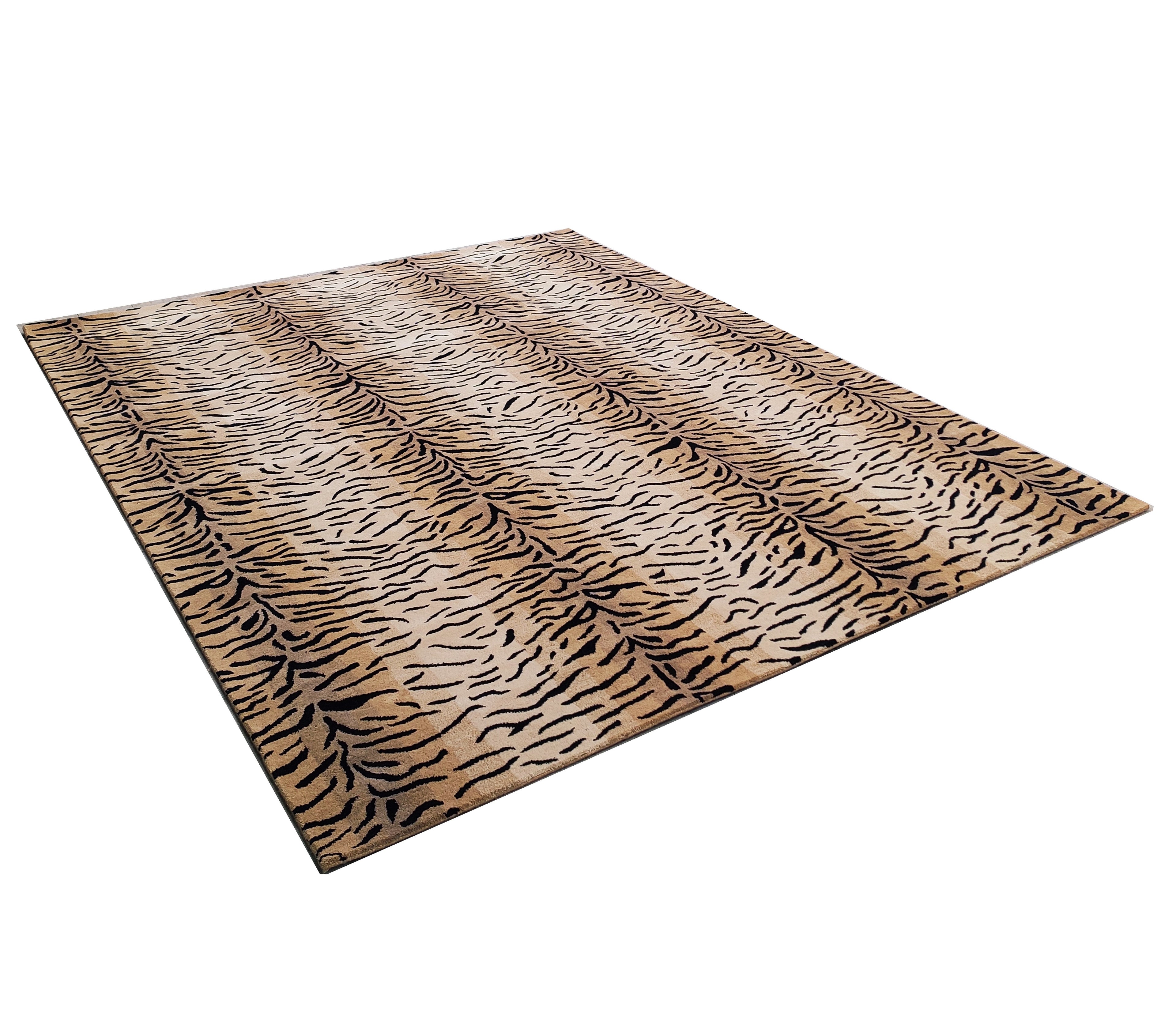 Lion Animal Sheersucker Hand Tufted Wool Rug Beige