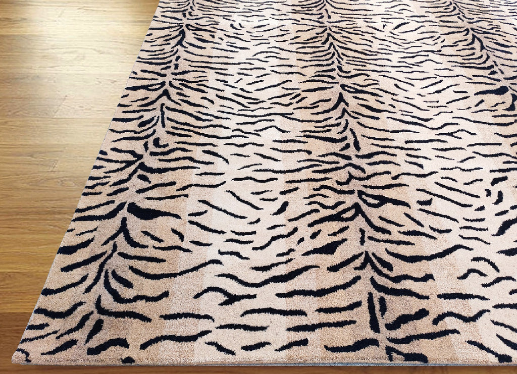 Lion Animal Sheersucker Hand Tufted Wool Rug Beige
