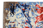 Locus Abstract Indo Nepali Hand Knotted Bamboo Silk Wool Rug Navy Rust
