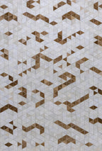 Vectro Abstract Leather Hide Rug Beige
